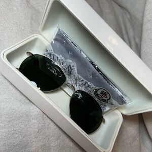Moncler Black Aviator Sunglasses with White Case